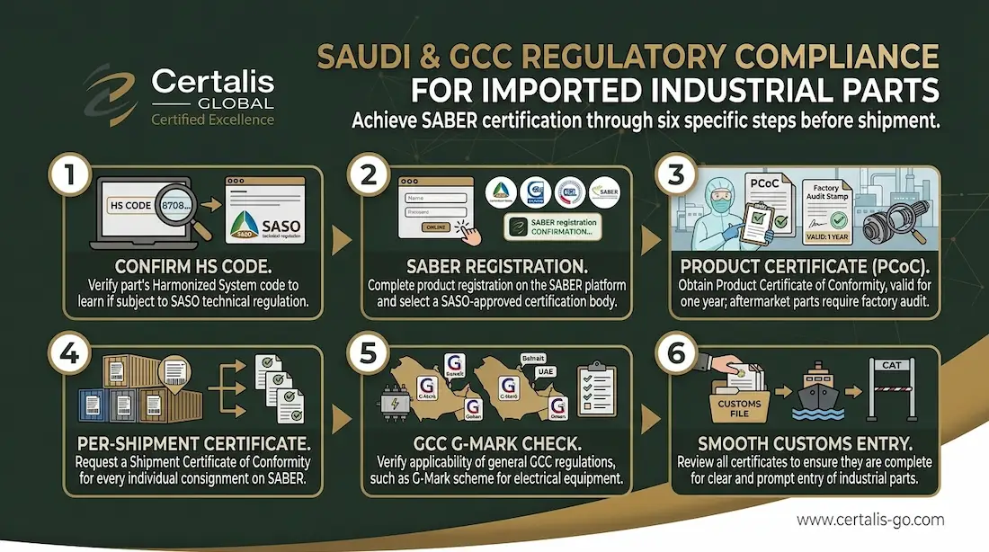 Saudi & GCC Regulatory Compliance for Imported Industrial Parts